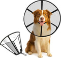 Lainergie Adjustable Soft Dog Cone Collar for After Surgery Recovery, Comfortable Pet Recovery Protective Collar for Medium Large Dogs, Elizabethan Dog Neck Collar (XXL, Black)