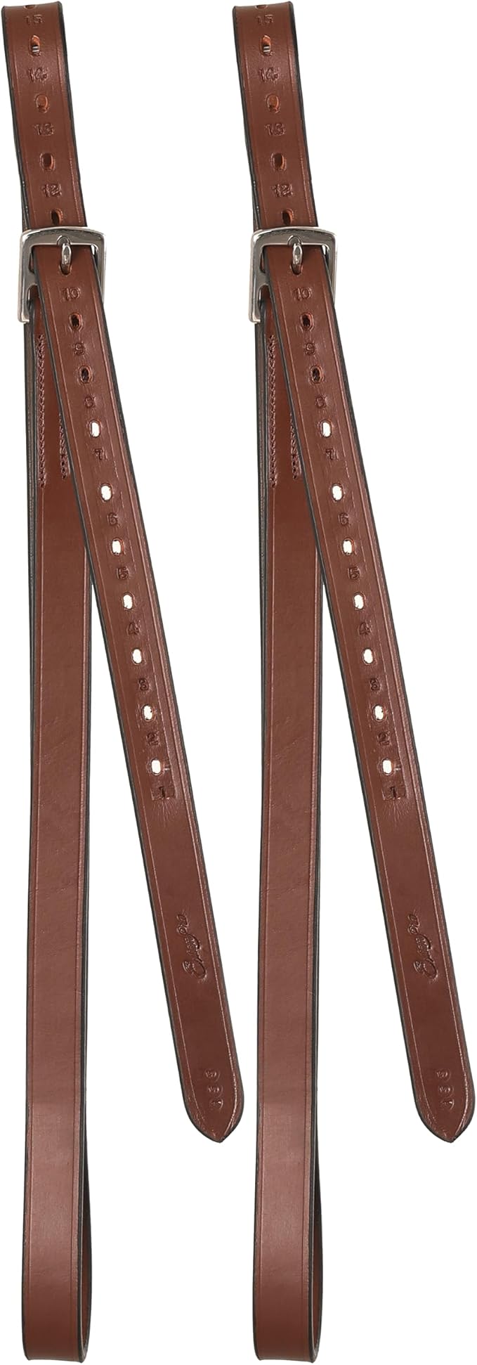 Exion Pre-Stretched Leather Stirrup Leathers for English Saddles | Premium Vegetable-Tanned Non-Stretch Stirrups for Jumping, Dressage & Schooling | 18-Hole Numbered Adjustment & SS Buckles