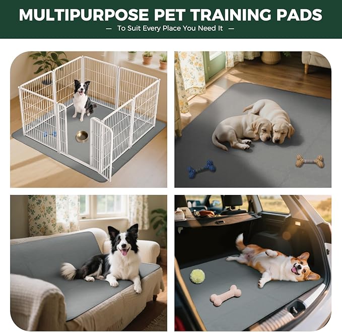 FXW Washable Pee Pads for Dogs, Puppy Pads with Super Absorbent, Specifically Designed for FXW Rollick/Homeplus 32inch 6 Panels Dog Playpen, 72" × 43" Rectangle, Gray, 1 Pack