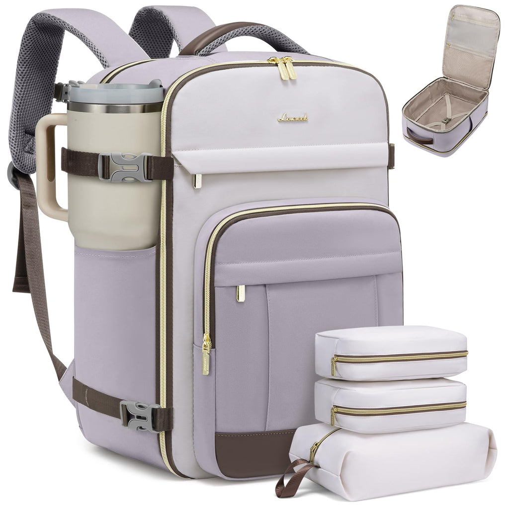 LOVEVOOK 40L Travel Backpack for Women & Men - 17.3 Inch Carry On Backpack & Personal Item Backpack for Airlines, Spacious and Durable Design, with 3 Packing Cubes