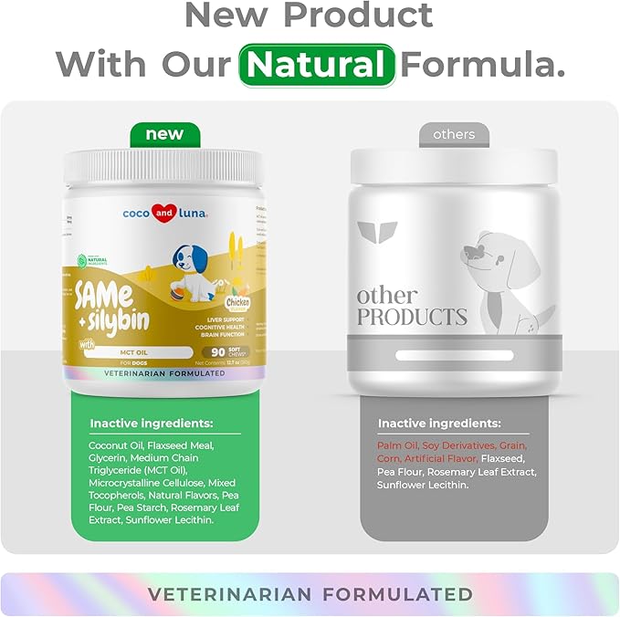 Same and Silybin for Dogs - S-Adenosyl-L-Methionine - 90 Soft Chews - Liver Supplements - Brain Health, Promotes Cognitive and Liver Support