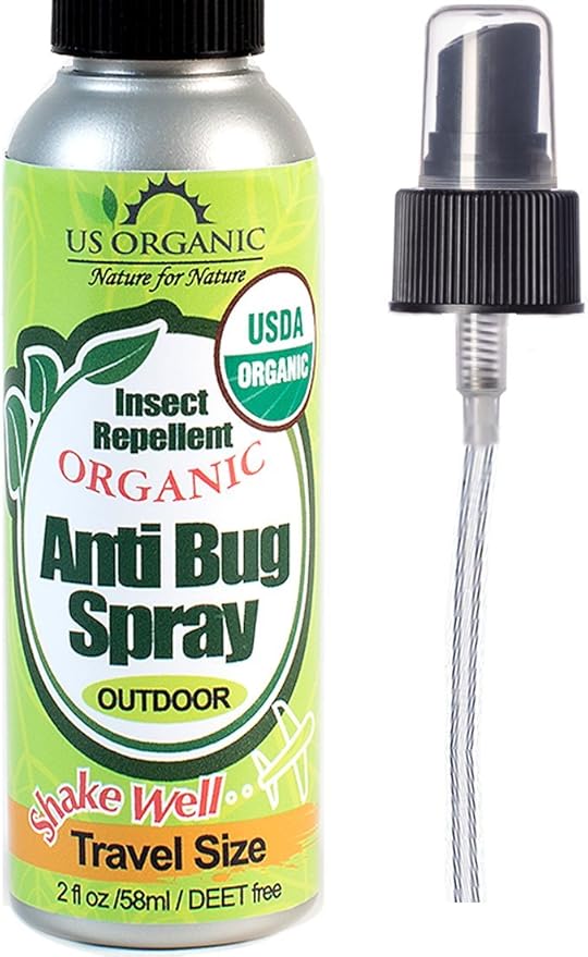 US Organic Mosquito Repellent Anti Bug Outdoor Pump Sprays, USDA Certification, Cruelty Free, Proven Results by Lab Testing, Deet-Free (2 oz Travel Size)