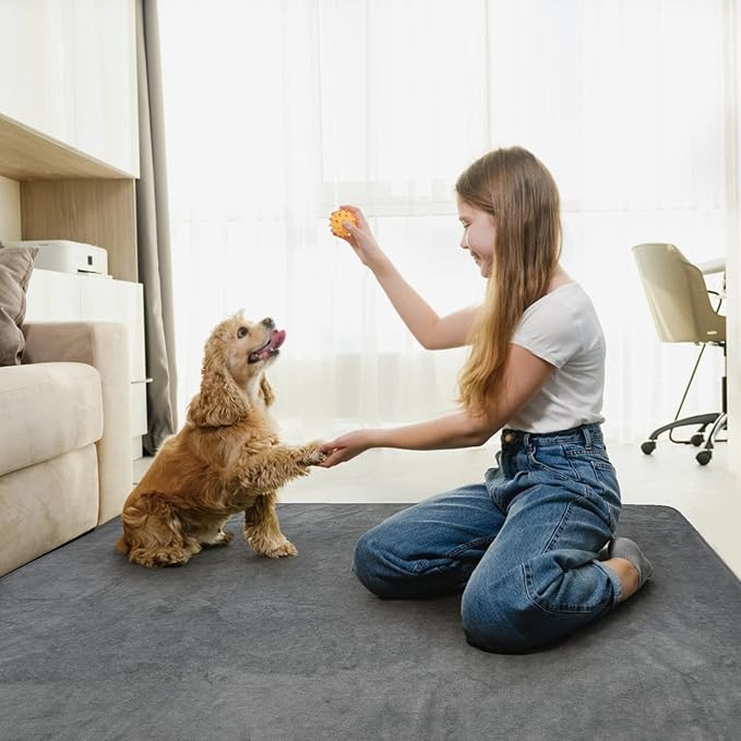 LOOBANI 2 Packs Extra Large Reusable Dog Mat for Floor, Non-Slip Washable Pee Pad for Dogs, Fast Absorbent Pet Whelping Pads, Puppy Playpen Mat for Incontinence, Housebreak, Crate, 48x48in, Gray