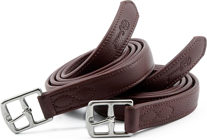 Jeereal Stability English Stirrup Leathers with Strong Nylon Core for Equestrian Riding