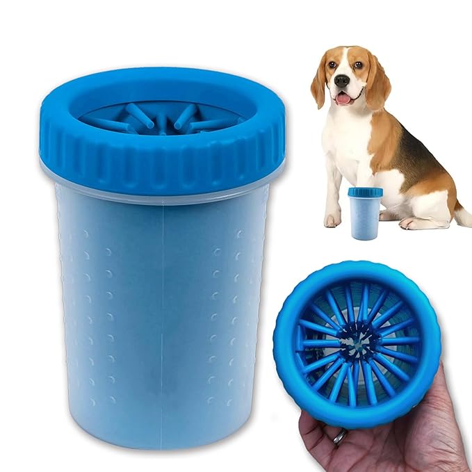 Portable Dog Paw Cleaner, Washer, Buddy Muddy Pet Foot Cleaner for Medium Breed Dogs and Cats, Blue