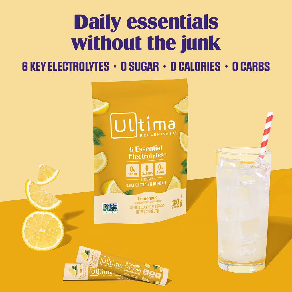 Ultima Replenisher Daily Electrolyte Powder – Original Variety Pack, 20 Stickpacks – Zero Sugar Hydration Packets with 6 Electrolytes and Minerals – Sugar Free, Plant Based & Keto Friendly Drink Mix