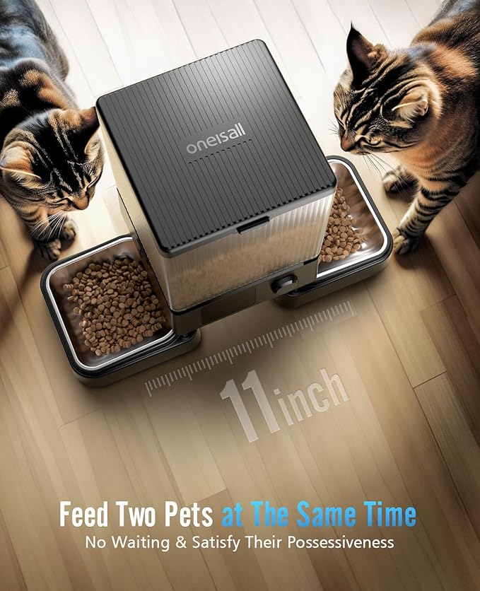 oneisall Automatic Cat Feeder with 5G WiFi, Automatic Cat Food Dispenser for 2 Cats Small Pets, 20 Cups/5L Timed Dry Food Dispenser with APP Control