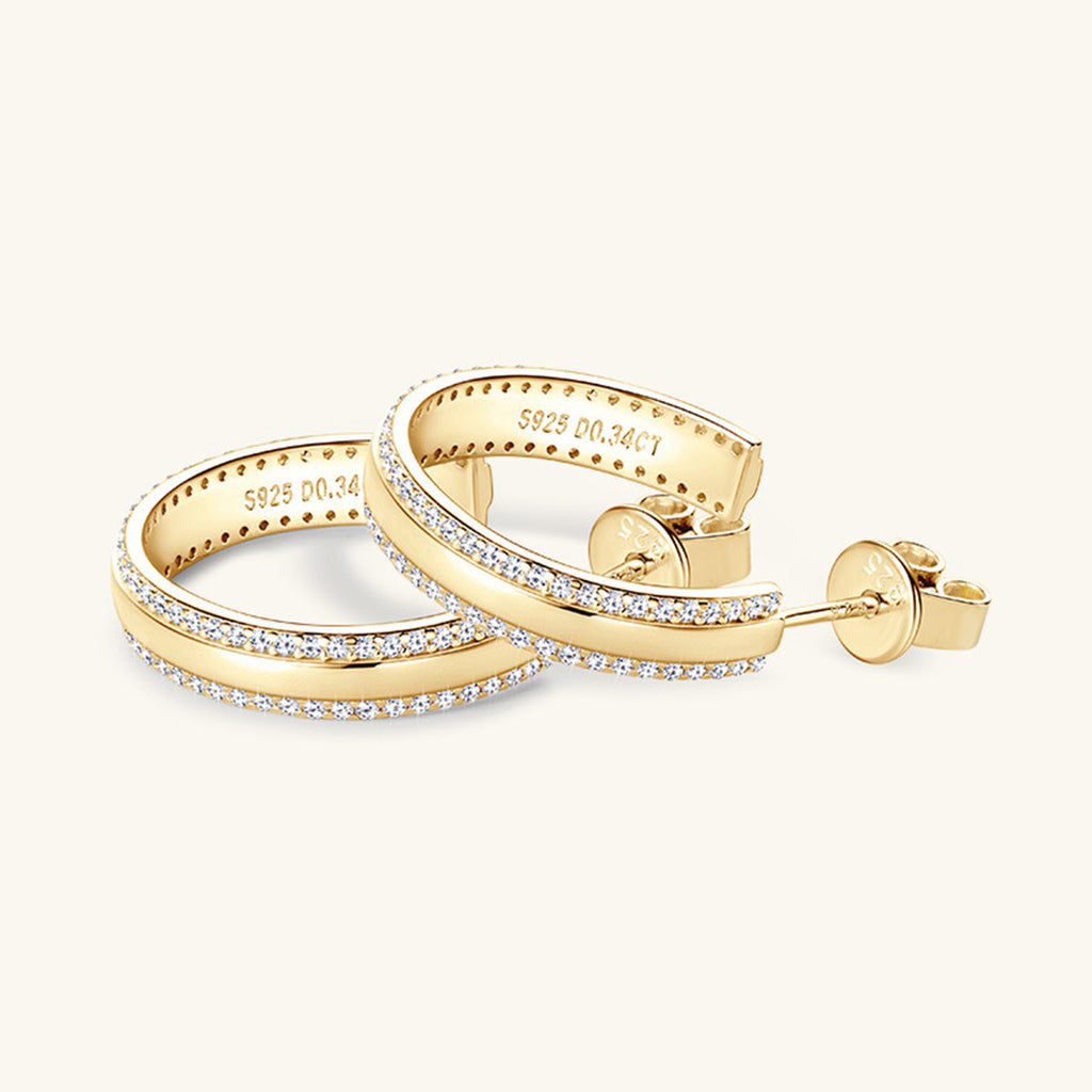 Pure Sterling Silver Inlaid Sparkala™ C-Hoop Earrings