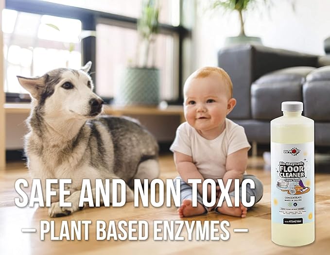 DU-MOST Enzymatic Floor Cleaner Concentrate (1 Oz Makes 1 Gal), No, Streak, No Rinsing, Kids & Pets Safe, Hard Surface Floors, Citrus Scent, 16 Fl Oz