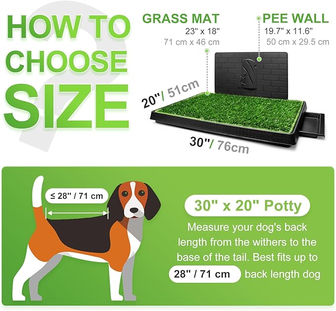 Hompet Dog Grass Pad with Tray Large, Puppy Turf Potty Reusable Training Pads with Pee Baffle, Artificial Grass Patch for Indoor and Outdoor Use, Ideal for Small and Medium Dogs (30"×20")