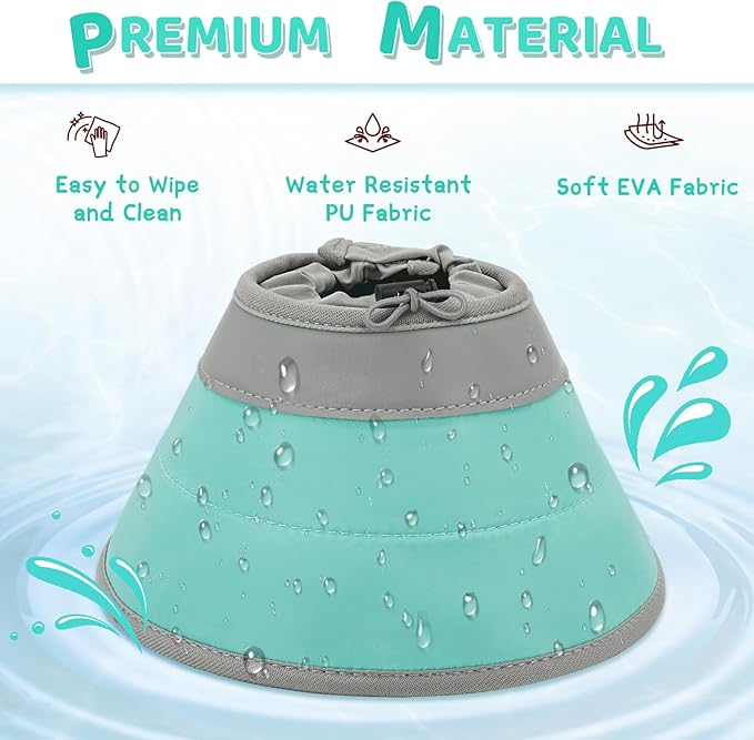 Cat Cone Collar Soft to Stop Licking, Adjustable, Foldable Lightweight Kitten Cones After Surgery Recovery for Cats & Kittens, Cat Cone Alternative (Solid Green, L)