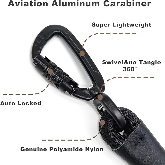 Rope Dog Leash, 6 Foot Heavy Duty Dog Leash with Aviation Aluminum Auto Locking Carabiner, Strong Nylon Pet Lead for Small, Medium, Large Dogs (Navy Blue, 6FT)