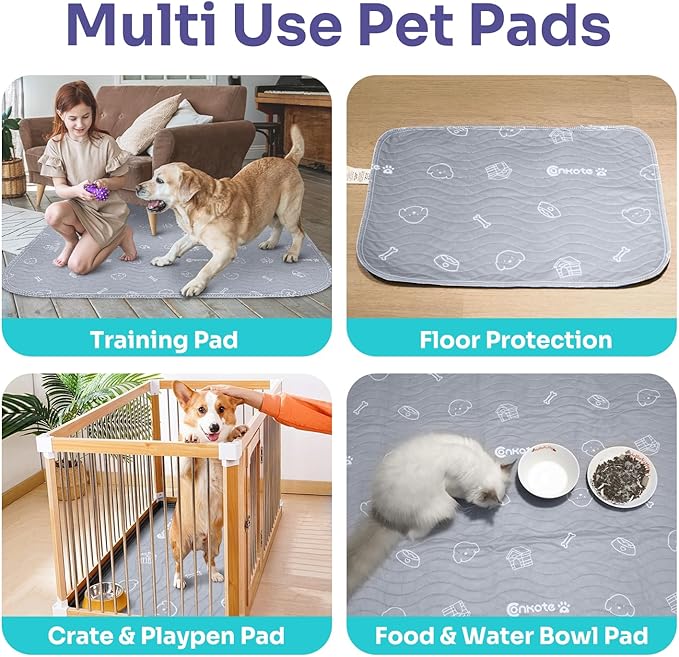 Washable Pee Pads for Dogs, 2 Pack Heavy Absorbency Reusable Pee Pads Prevent Leakage Non-Slip, Waterproof Pet Training Pads for Puppy Playpen, Crate, Whelping Box, 18"x24"