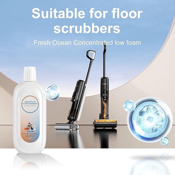 Floor Cleaning Solution Compatible With Tineco , Deep Cleans for Multiple Hard Floors, Suitable With All Robot Vacuums with Mopping and Cordless Wet/Dry Vacuum Mop Cleaner (Fresh Ocean 2 Bottle)