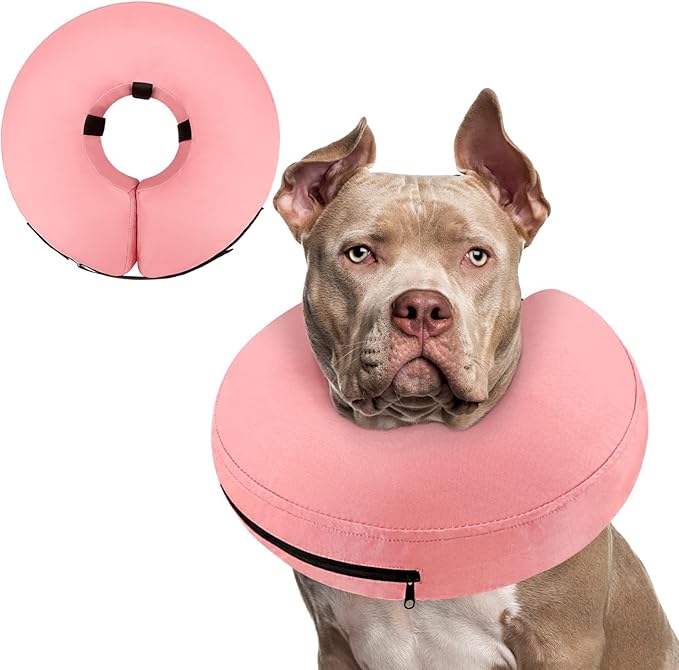 Supet Inflatable Dog Cone Collar Alternative After Surgery, Dog Neck Donut Collar Recovery E Collar to Stop Licking, Soft Dog Cone for Medium Large Dogs