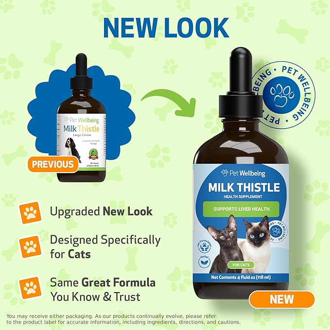 Milk Thistle for Cats - Organic Milk Thistle, Supports Healthy Liver Function & Detoxification - Vet-Formulated Herbal Supplement - 4 oz (118 ml)