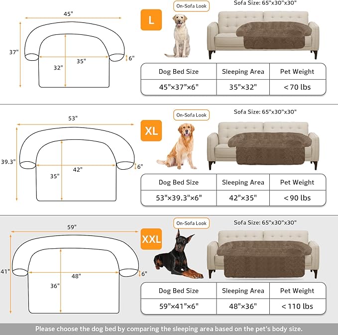 GGIB Calming Dog Bed Fluffy Plush Dog Mat for Furniture Protector with Removable Washable Cover for Large Medium Small Dogs and Cats (Extra Extra Large, Camel)