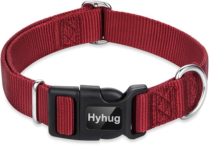 Hyhug Pets Classic Regular Solid Color Puppy Dog Collar (Small, Red)