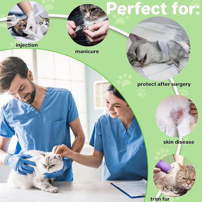 Soft Cat Cone Collar for Cats & Kittens – Adjustable Lightweight Recovery E-Collar to Stop Licking, Scratching & Biting After Surgery, Comfortable Wound Healing Cone Alternative (Green, S)