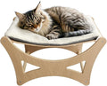 Cat Hammock Bed, Wooden Elevated Cat Beds with Natural Sisal Scratching Mat, Cats Scratcher Bed with Removable Soft Cushion, Cats Scratching Beds with Wood Frames, 22" L x 17.7" W
