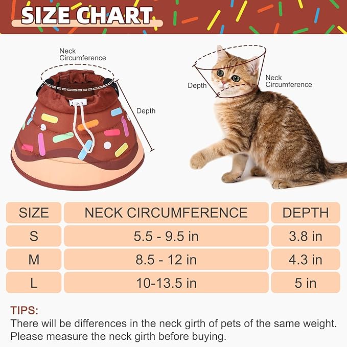 KOOLTAIL Cat Cone Collar Soft, Adjustable Cat Cones to Stop Licking, Foldable Donut Water Resistant Pet Recovery Neck E Collars After Surgery, Kitten Elizabethan Collar for Small to Large Cats,Brown L