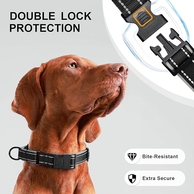 Airtag Dog Collar with Martingale Design, IP68 Waterproof Air Tag Collar Holder, Adjustable Reflective Soft Padded Nylon Dog Collar for Large Medium Small Dogs