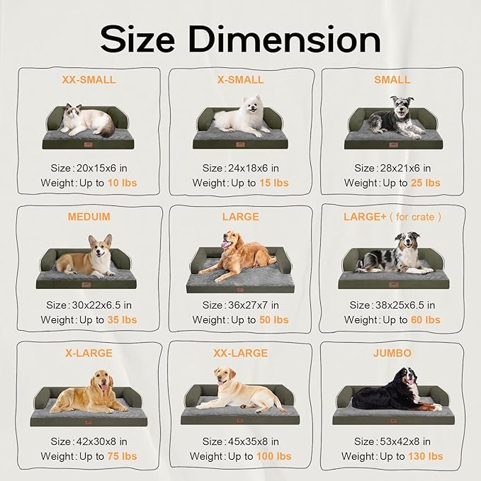 Small Dog Bed Waterproof Orthopedic Dog Beds for Medium Sized Dogs Comfy Pet Cat Bed with Sides, Washable Removable Cover