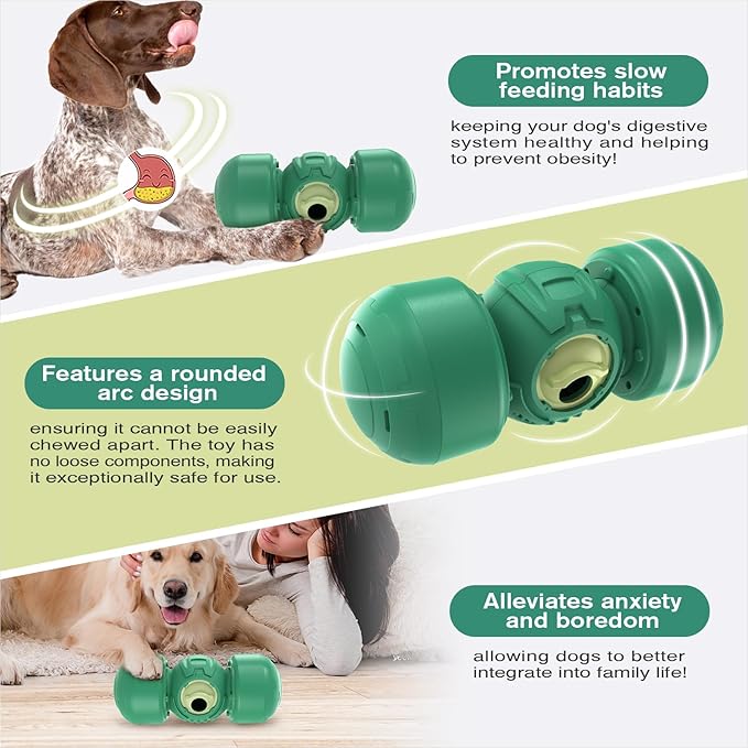 KADTC Dog Treat Dispener Toys Rolling Giggling Indestructible Puzzle Feeder Toy Adjustable Food Dispensing Speed for Medium/Large Aggressive Chewers Breed