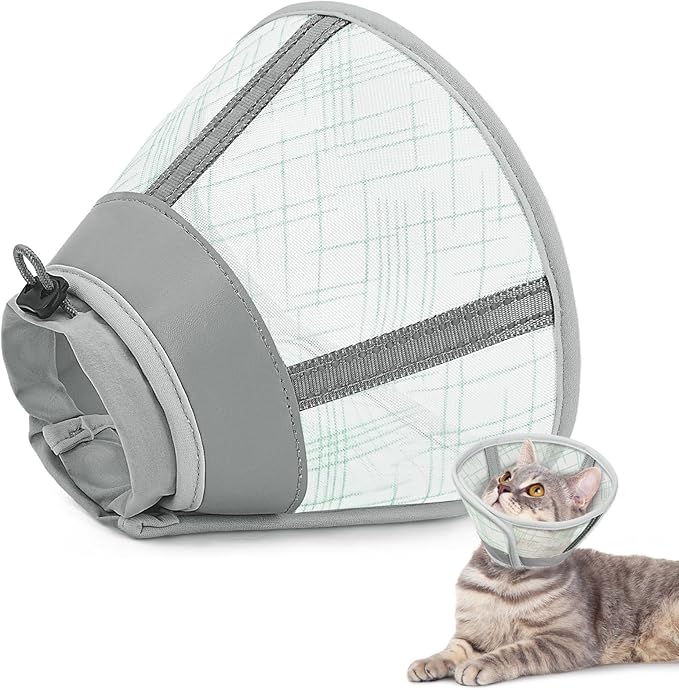 Supet Cat Cone Collar Soft to Stop Licking and Scratching, Breathable Comfortable Mesh Recovery Cone for Cats and Small Dogs After Surgery Neuter, Spay, Lightweight E Cone Collar Alternative (L)