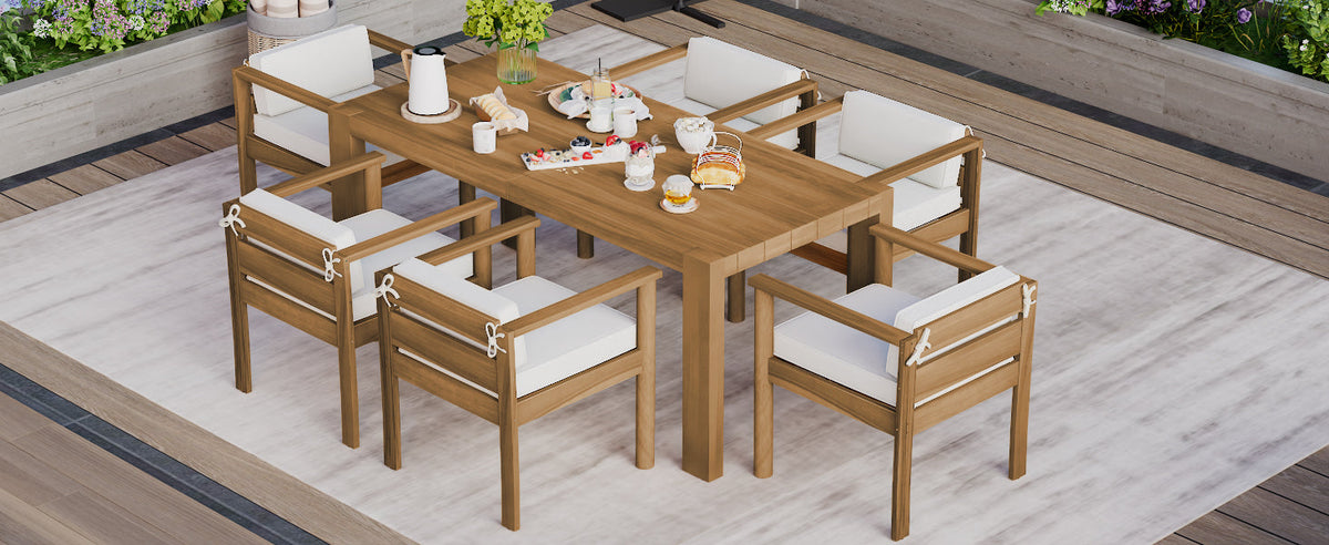 TREXM 7-Piece Patio Dining Table Set for 6