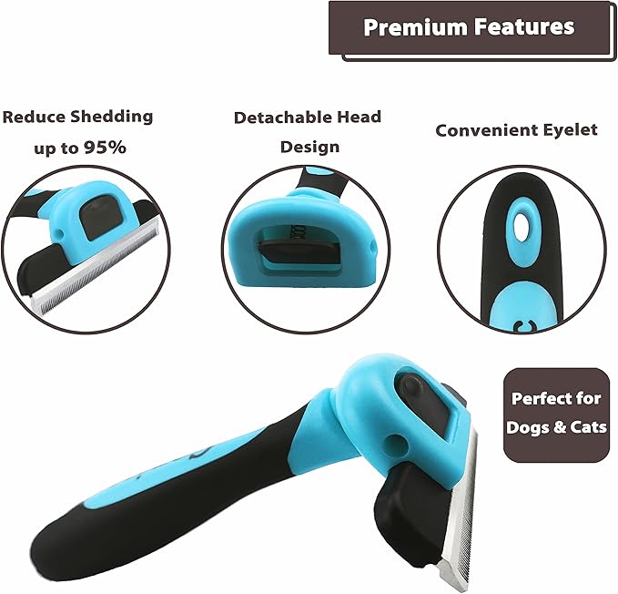 Gonicc PDT- 1001 Professional Pet De Shedding comb Tool Blue