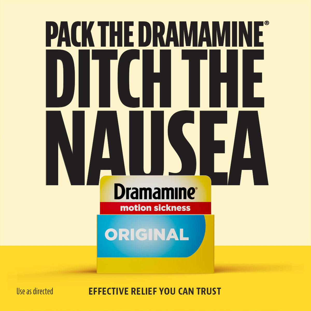 Dramamine Motion Sickness Original, for Nausea Relief During Travel, 36 Count