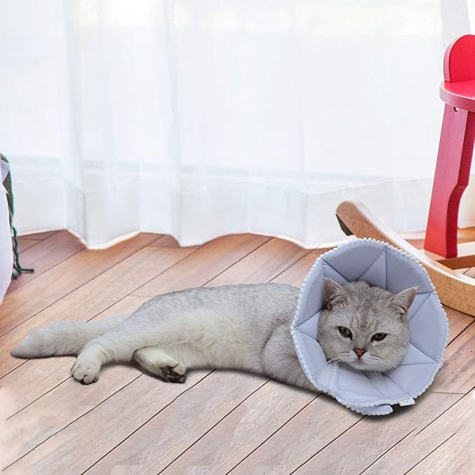Soft Cat Recovery Collar,Adjustable Dog Cat Cone,Dog Protective Cone Collar After Surgery,for Cats and Small Dogs,Medium,Blue