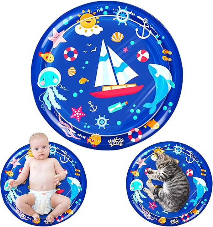 cat Cold pad, Portable Water-Filled, Interactive cat Toy, Suitable for All Kinds of Pets, Keeping Your Pets Cool in Summer Ocean Blue