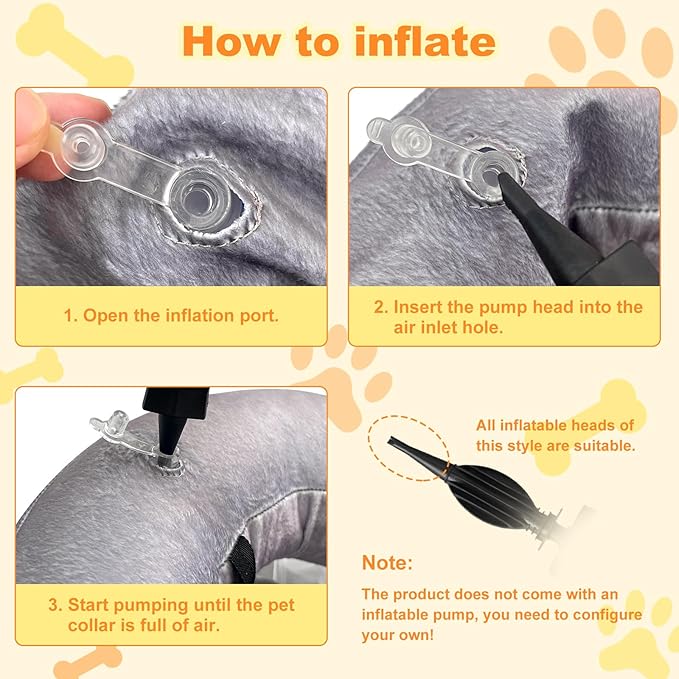 Dog Cone Collar with Enhanced Anti-Licking, Inflatable Dog Cone After Surgery, Adjustable Size with Soft Padding for Small Medium Large Dogs - S