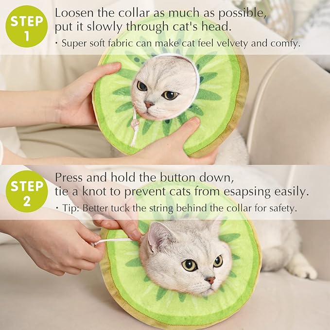 ANWA Adjustable Cat Cone Collar Soft, Cute Cat Donut Collar After Surgery, Kitten Recovery Cones to Stop Licking