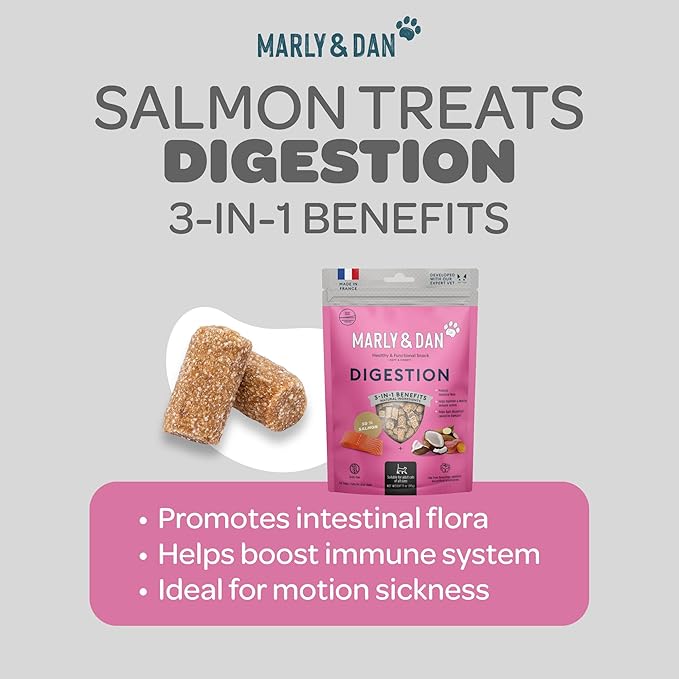 Marly & Dan Salmon Treats for Cats with Sweet Potato & Tumeric, Tummy & Digestion Recipe, 3-oz Bag