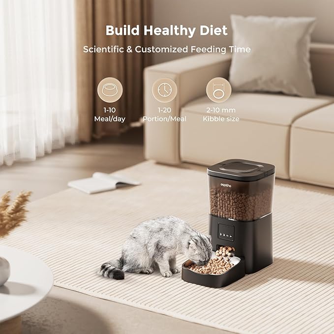 Espelho Automatic Cat Feeders WiFi: 2.4Ghz Smart APP Control- Timed Cat Food Dispenser with Desiccant Bag Keep Fresh for Indoor- Easy Set Up and Clean with Voice Recorder- Up to 10 Meals per Day