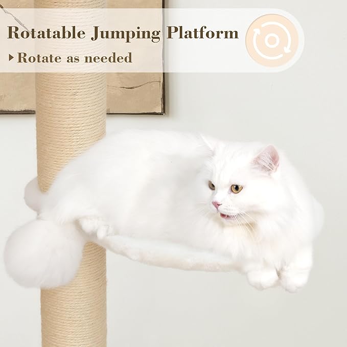 KAMABOKO Modern Cat Tree, 53" Tall Cat Trees for Indoor Cats, Cat Condo Natural Sisal with Scratching Posts, Hand-Woven Tower & Top Perch, Cat-Tree for Kittens Climb Play & Rest