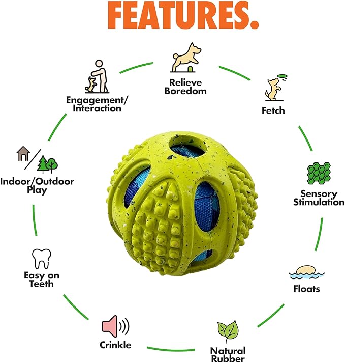 Max Fusion with Nike Grind, Arlee Meteor Dog Toy, Chew Toy for Play, Fetch, Tug, M