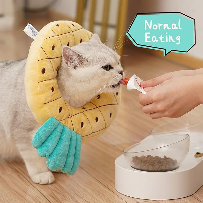 ANWA Adjustable Cat Cone Collar Soft, Cute Cat Donut Collar After Surgery, Kitten Recovery Cones to Stop Licking