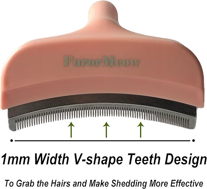 Pet Deshedding Tool with Curve Blade, Cat Grooming Brush, Tight V-shaped Teeth Shedding Comb for Cat and Dog (Pink, Large)