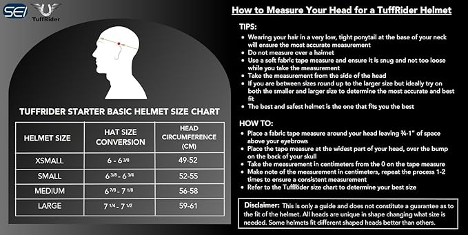 TuffRider Starter Basic Horse Riding Helmet | Comfortable Protective Equestrian Head Gear - SEI Certified