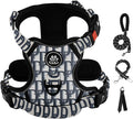 IVY&LANE No Pull Dog Harness with Leash Set, Reflective No Choke Pet Vest,Adjustable Oxford Dog Vest Harness with Easy Control Handle for Medium Dogs (Vintage Blue,M)
