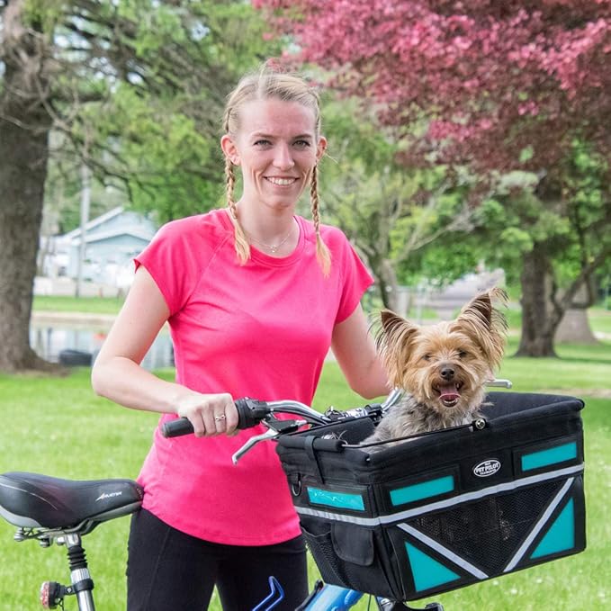 TRAVELIN K9 Pet-Pilot MAX Dog Bicycle Basket Carrier | 8 Color Options for Your Bike (Turquoise)