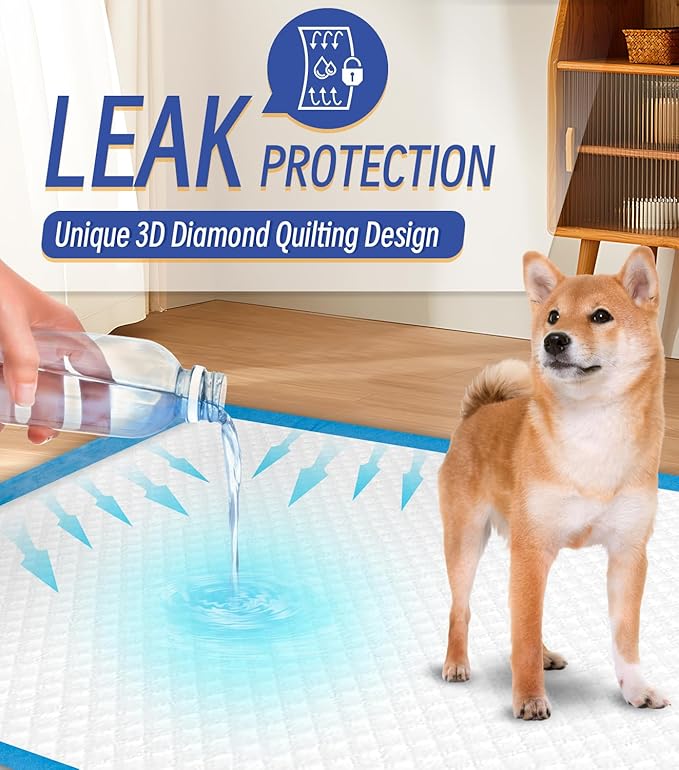 Large Puppy Pee Pads 22x36 Inch 100-Pack | Extra Absorbent Potty Training Pads for Dogs | Leakproof Quick-Dry & Odor Blocking Pet Housebreaking Supplies