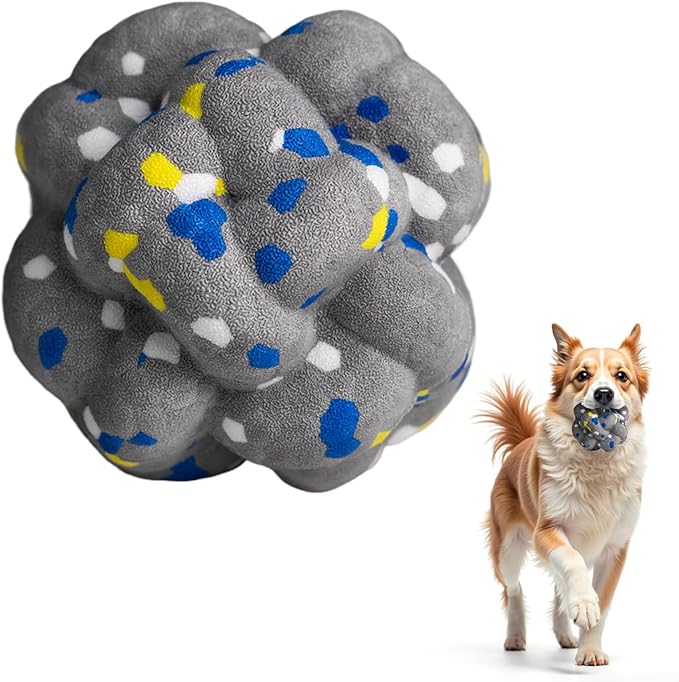 Upgrade Dog Balls Interactive Toys for Aggressive Chewers, Indestructible Tennis Durable Bouncy for Fetch Game, Lightweight Floating, Grey