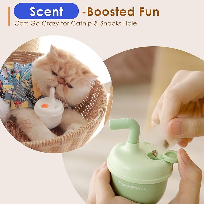 Automatic Laser Cat Interactive Toy - Self-Balancing 360° Auto-Spin Laser Pointer with Catnip Hole, Triple-Sensory – Kitten Sight, Smell & Touch, Boredom Relief Toys for Indoor Adult Cats