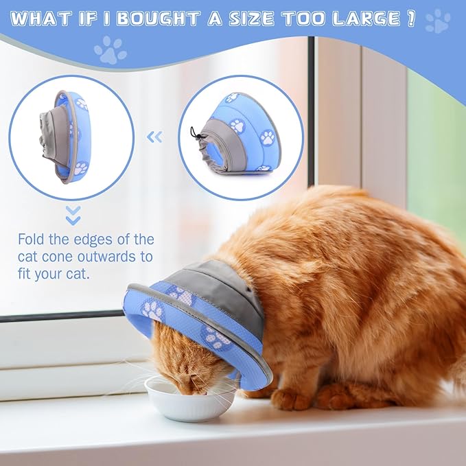 Cat Cone Soft Elizabethan Collar for Surgery Recovery - Adjustable for Small and Large Cats to Stop Licking