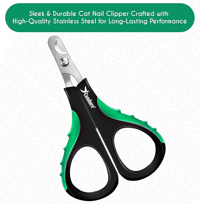 Candure Cat Nail Clippers for Cats, Rabbits, Hamsters, Birds - Stainless Steel Trimmer with Precise Angled Edges for Easy & Safe At-Home Grooming